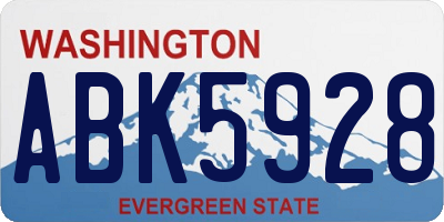 WA license plate ABK5928