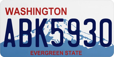 WA license plate ABK5930