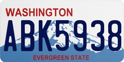 WA license plate ABK5938