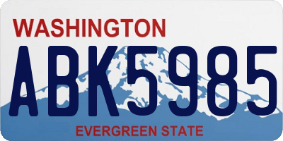 WA license plate ABK5985