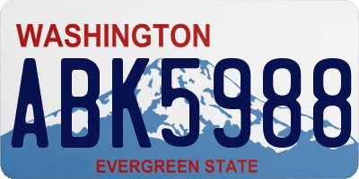 WA license plate ABK5988