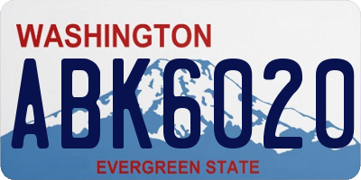 WA license plate ABK6020