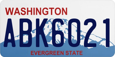 WA license plate ABK6021