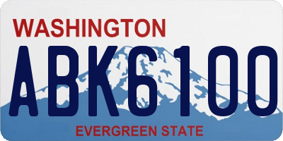 WA license plate ABK6100