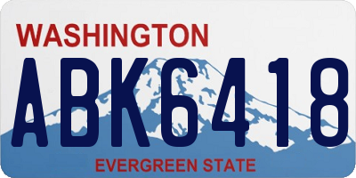 WA license plate ABK6418