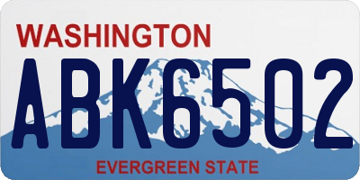 WA license plate ABK6502