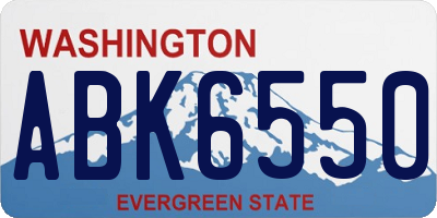 WA license plate ABK6550