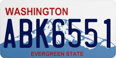 WA license plate ABK6551