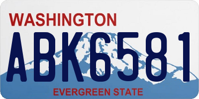 WA license plate ABK6581