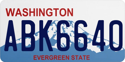WA license plate ABK6640