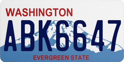 WA license plate ABK6647