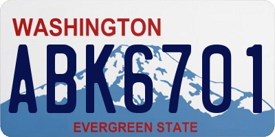 WA license plate ABK6701