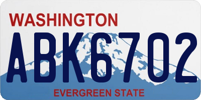 WA license plate ABK6702