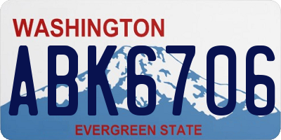 WA license plate ABK6706