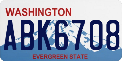 WA license plate ABK6708