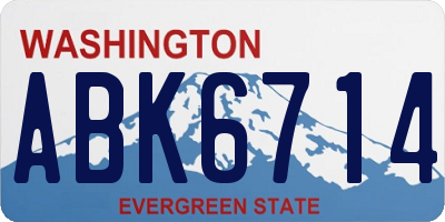 WA license plate ABK6714
