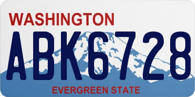 WA license plate ABK6728