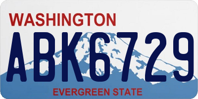 WA license plate ABK6729
