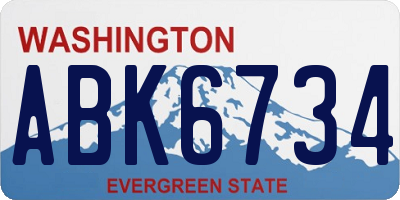 WA license plate ABK6734