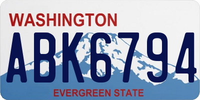WA license plate ABK6794