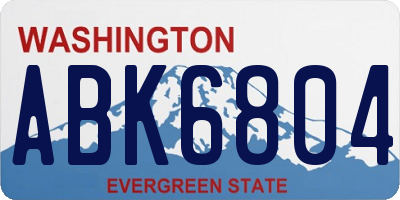 WA license plate ABK6804