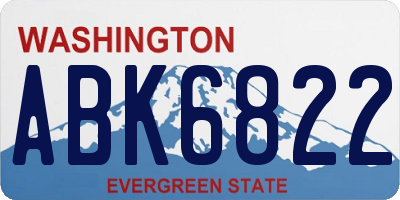 WA license plate ABK6822