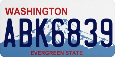 WA license plate ABK6839