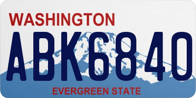 WA license plate ABK6840