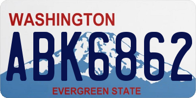WA license plate ABK6862