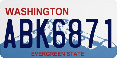 WA license plate ABK6871