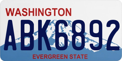 WA license plate ABK6892
