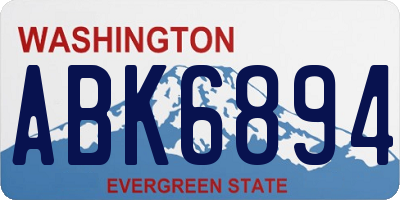 WA license plate ABK6894
