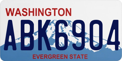 WA license plate ABK6904