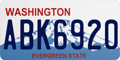 WA license plate ABK6920