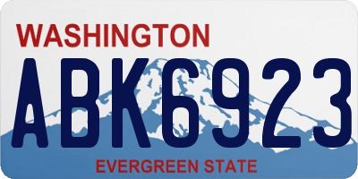 WA license plate ABK6923