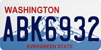 WA license plate ABK6932