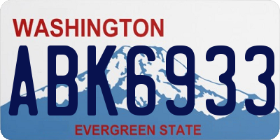 WA license plate ABK6933