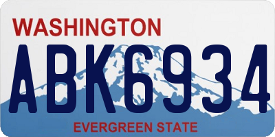 WA license plate ABK6934