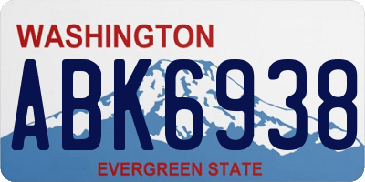 WA license plate ABK6938