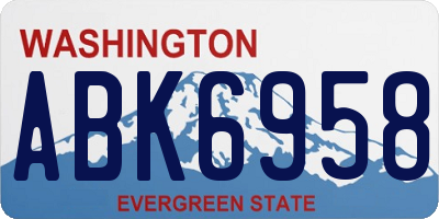 WA license plate ABK6958