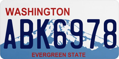 WA license plate ABK6978
