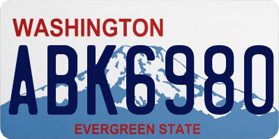 WA license plate ABK6980