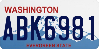 WA license plate ABK6981