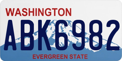 WA license plate ABK6982