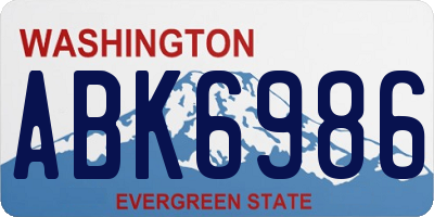 WA license plate ABK6986