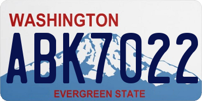 WA license plate ABK7022