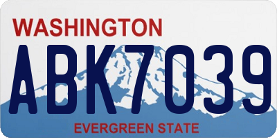 WA license plate ABK7039