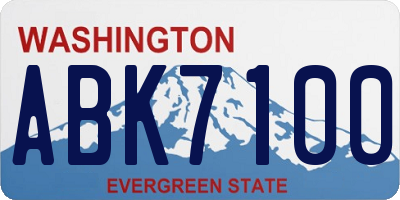 WA license plate ABK7100