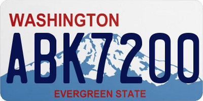 WA license plate ABK7200
