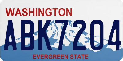 WA license plate ABK7204